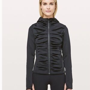 Black lululemon Bold Move jacket with hood. Silky soft material. Like new!